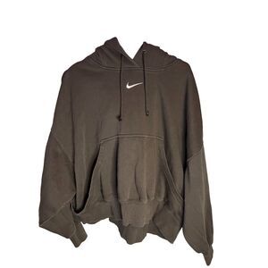 Nike Women's Oversized Hoodie Brown Pullover Size L Casual Long Sleeve